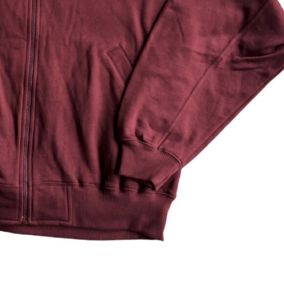 NWT Vintage Cheetah Mervyn’s oversized Wine Long sleeve Fleece Zip Up Sweater L - Picture 5 of 6